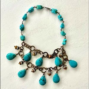 Turquoise gemstone layered necklace